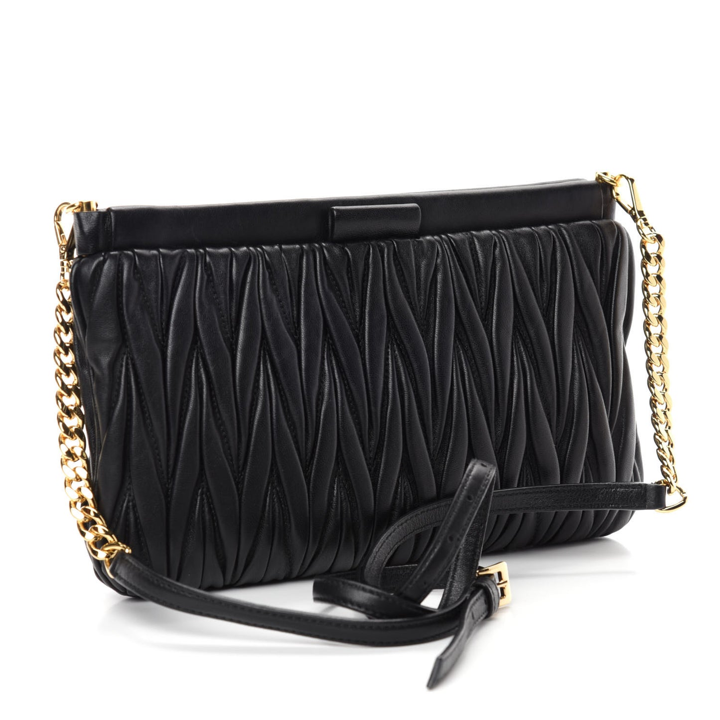 Nappa Matelasse Crossbody Clutch Black