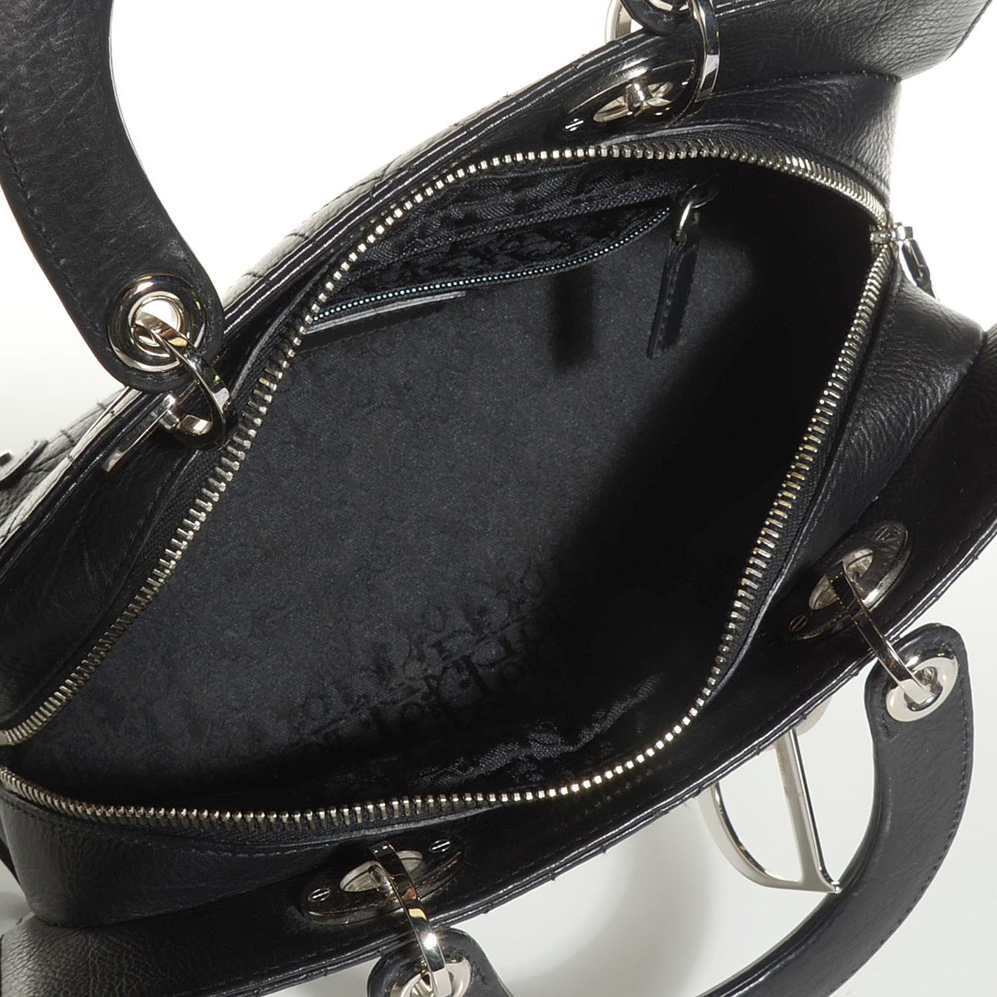 Calfskin Cannage Stitched Small East West Lady Dior Black
