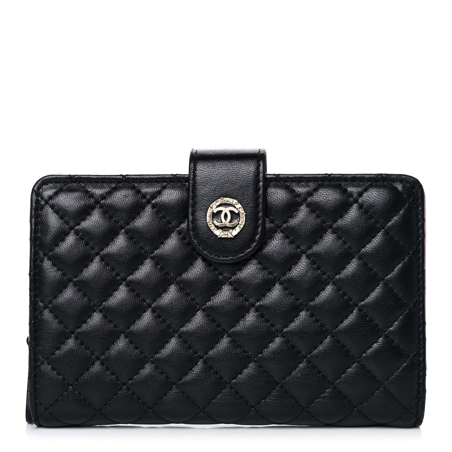 Lambskin Micro Quilted Double Wallet Black