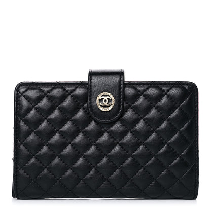 Chanel Lambskin Micro Quilted Double Wallet Black 1 of 11