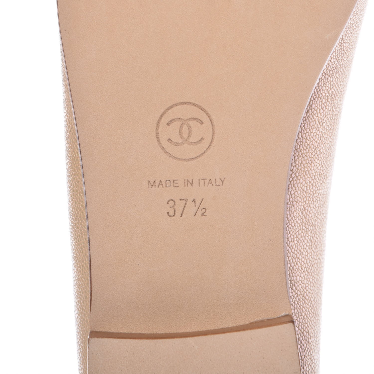 Chanel Caviar CC Cap Toe Ballerina Flats 37.5 Beige Clair 6 of 9