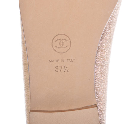 Chanel Caviar CC Cap Toe Ballerina Flats 37.5 Beige Clair 6 of 9