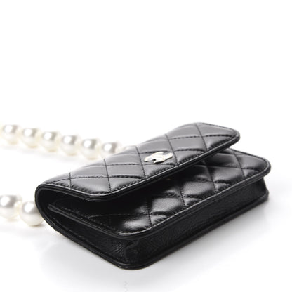 Chanel Calfskin Quilted Maxi Pearls Clutch With Chain Black 4 of 12