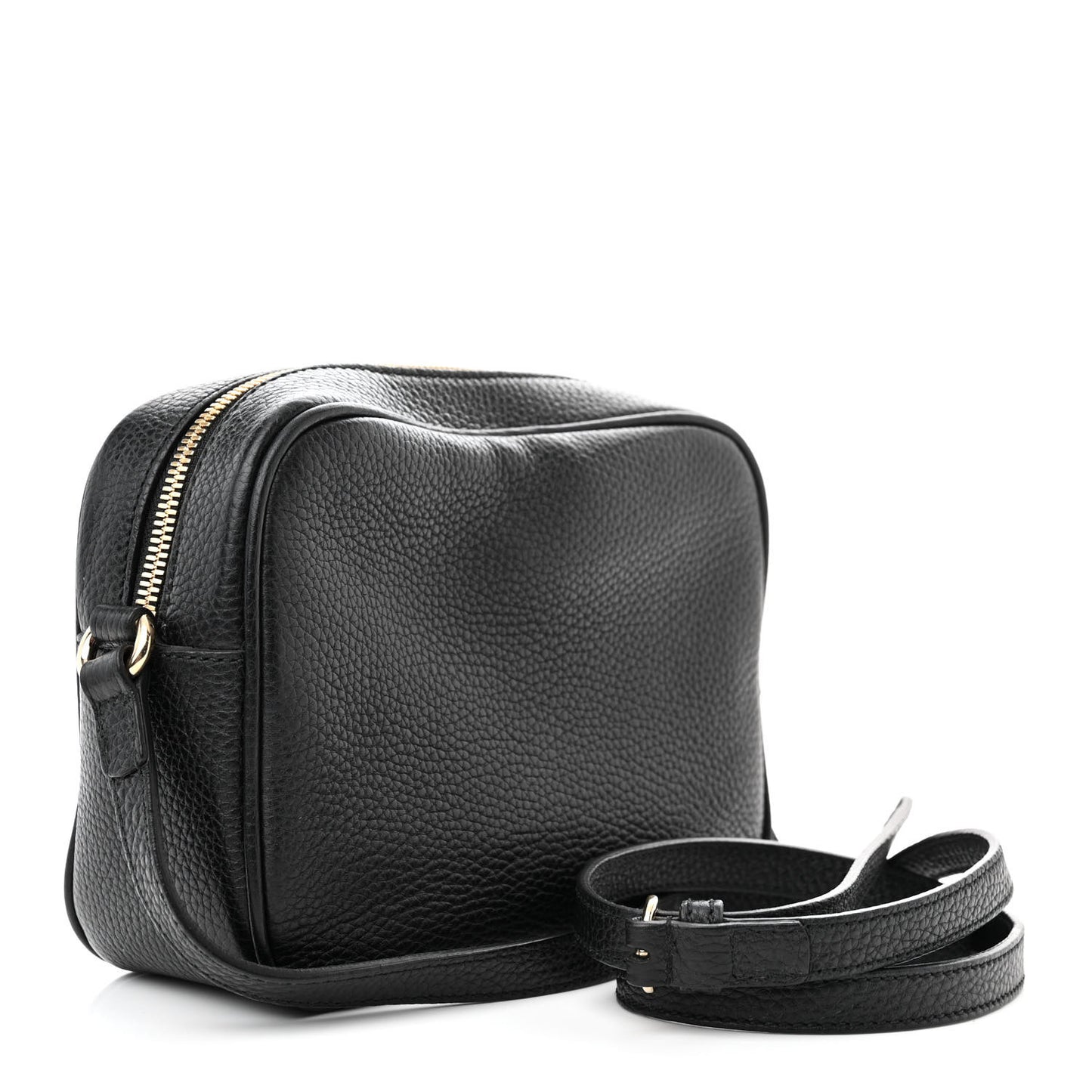 Pebbled Calfskin Small Soho Disco Bag Black