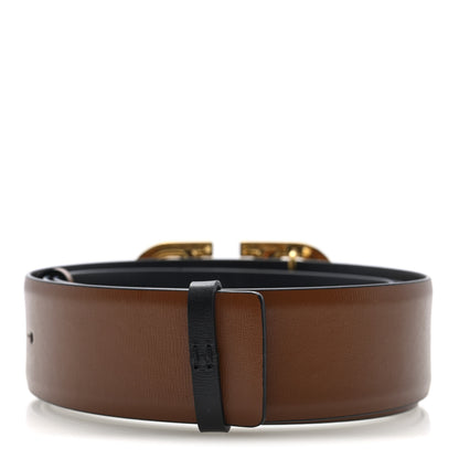 Valentino Garavani Glossy Calfskin VLogo Reversible 100 40 Belt Saddle Brown Black 4 of 7