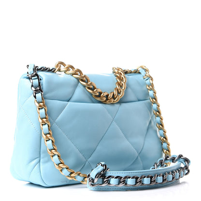 Chanel Shiny Lambskin Quilted Medium Chanel 19 Flap Light Blue 3 of 11