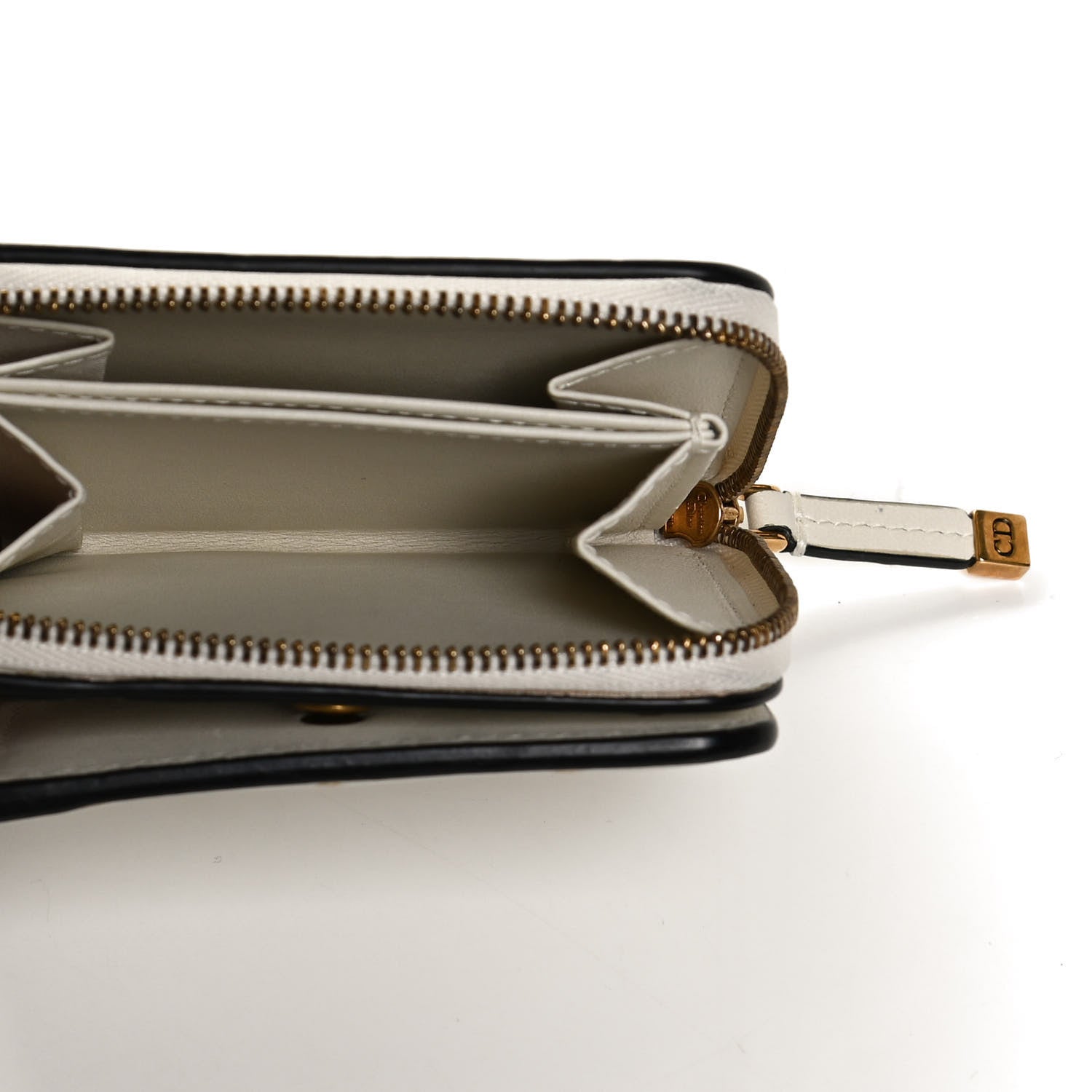 Christian Dior Calfskin Stars Voyageur French Wallet White Gold 5 of 9