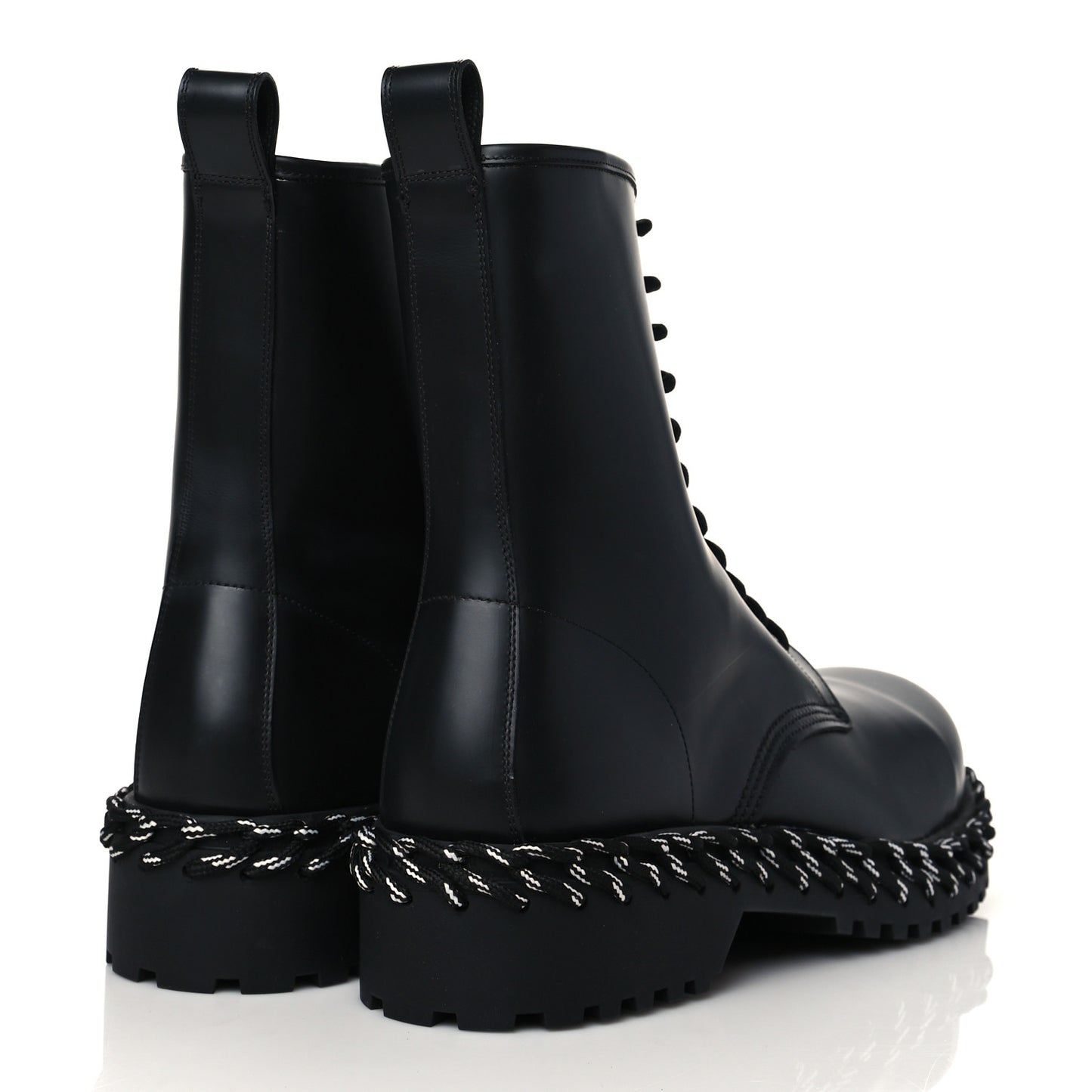 Calfskin Woven Detail Mens Combat Boots 44 Black