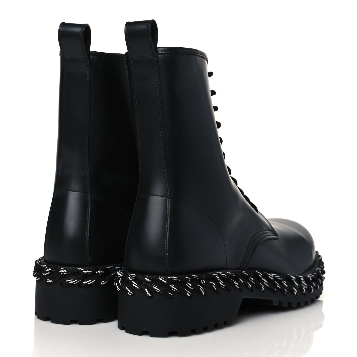 Balenciaga Calfskin Woven Detail Mens Combat Boots 44 Black 7 of 16
