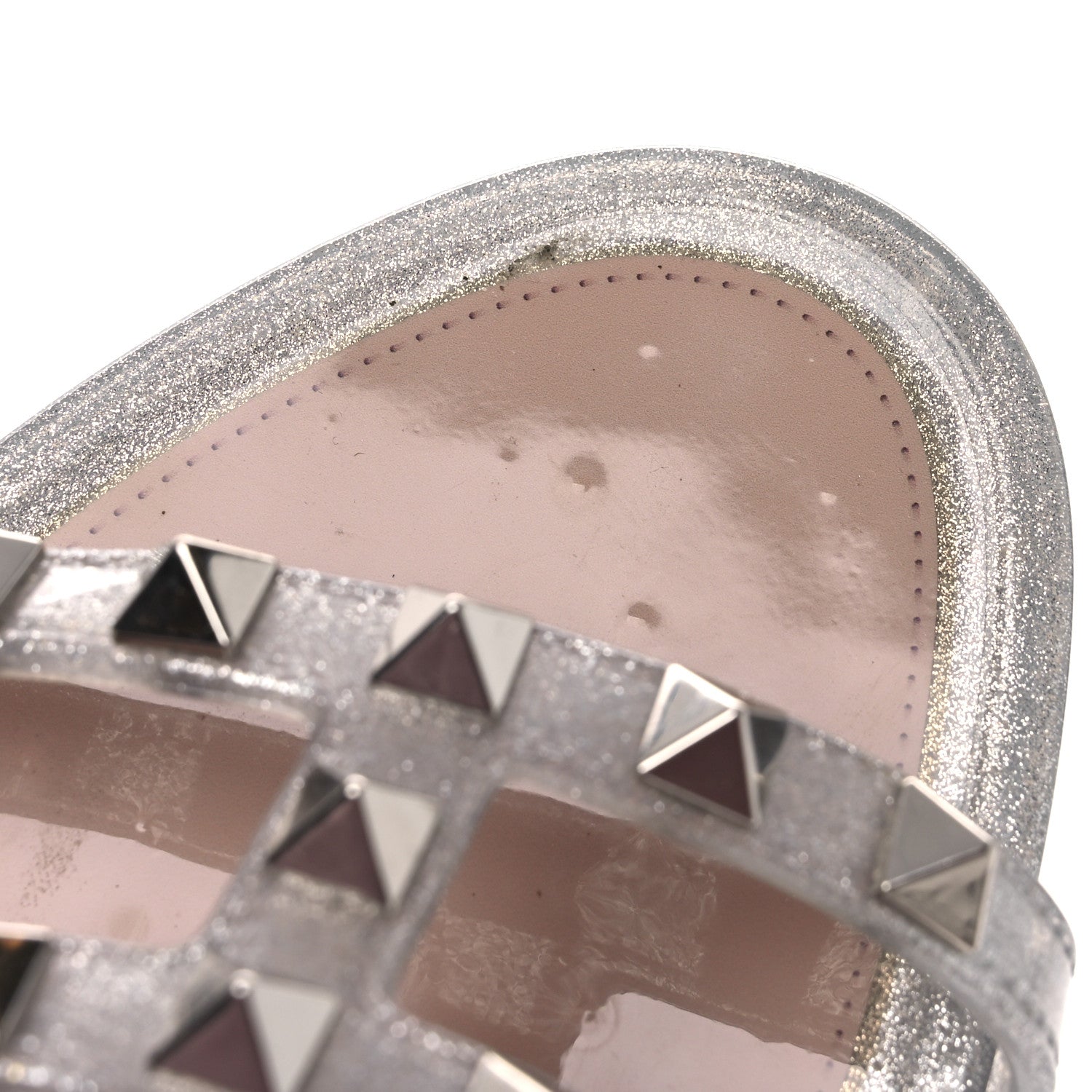 Valentino Garavani PVC Jelly Glitter Rockstud Caged Sandals 38 SIlver 12 of 12