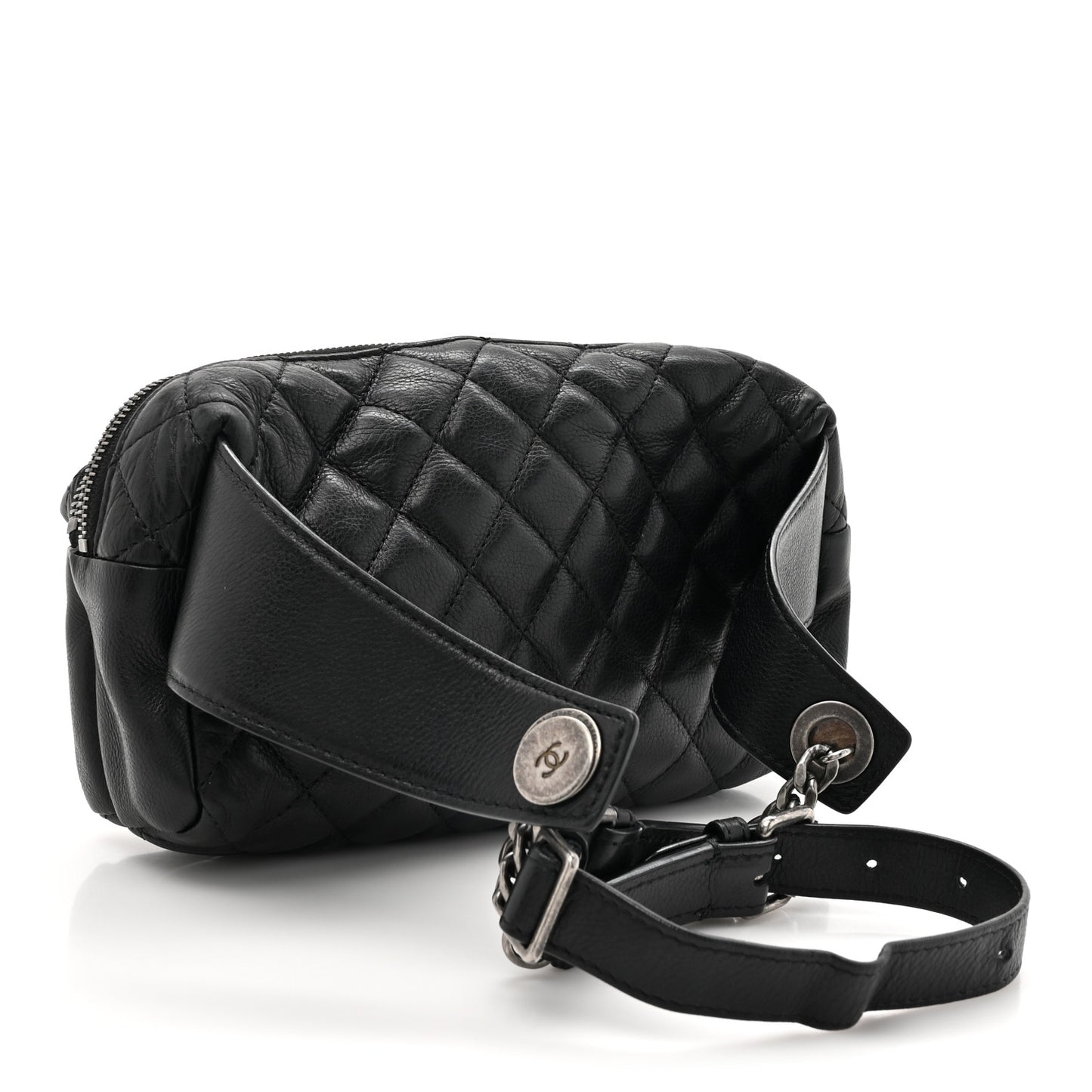Calfskin Quilted Waist Bag Black