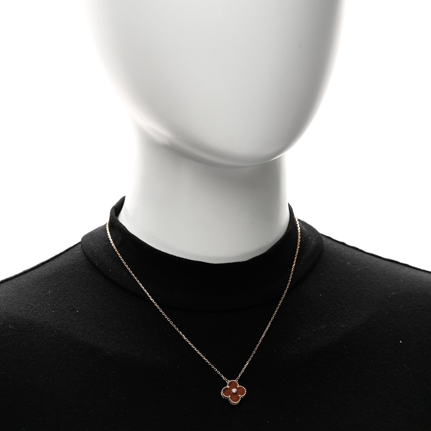 Van Cleef & Arpels 18K Rose Gold Diamond Bulls Eye Vintage Alhambra Pendant Necklace 2 of 6