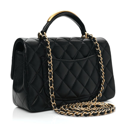 Chanel Lambskin Quilted Metal Mini Top Handle Rectangular Flap Black 3 of 8