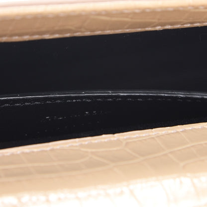 Saint Laurent Calfskin Crocodile Embossed Classic Monogram Tassel Clutch Nude 7 of 7