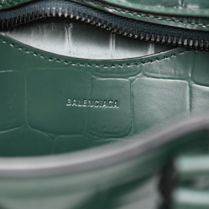 Balenciaga Semi Shiny Calfskin Crocodile Embossed Neo Classic Black Hardware Mini City Forest Green 6 of 9