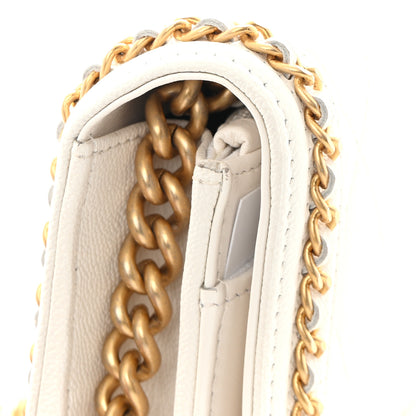 Chanel Caviar Quilted Chain Around Boy Wallet On Chain WOC White 14 of 15