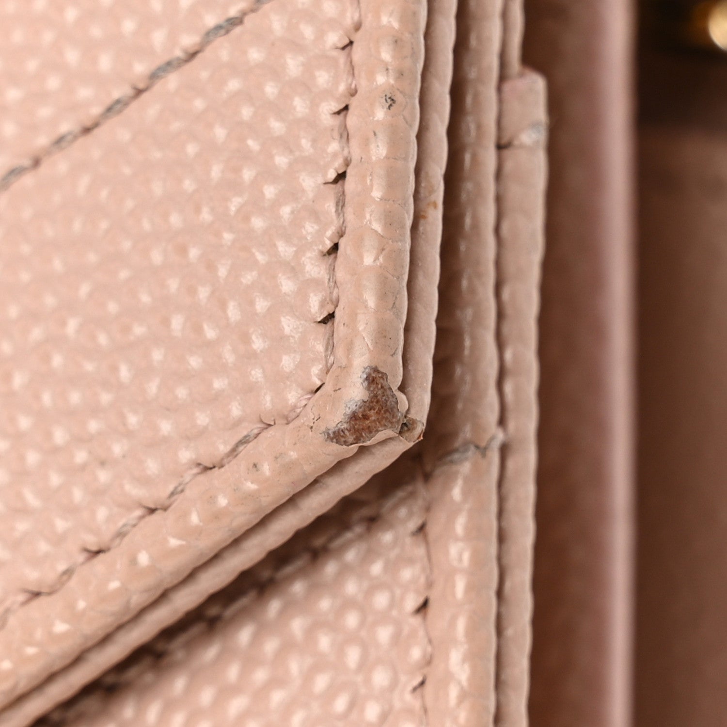 Saint Laurent Grain De Poudre Matelasse Chevron Monogram Chain Wallet Pale Pink 13 of 13