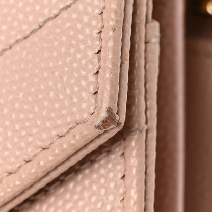 Saint Laurent Grain De Poudre Matelasse Chevron Monogram Chain Wallet Pale Pink 13 of 13