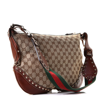 Gucci Monogram Web Studded Pelham Shoulder Bag Brown 2 of 10