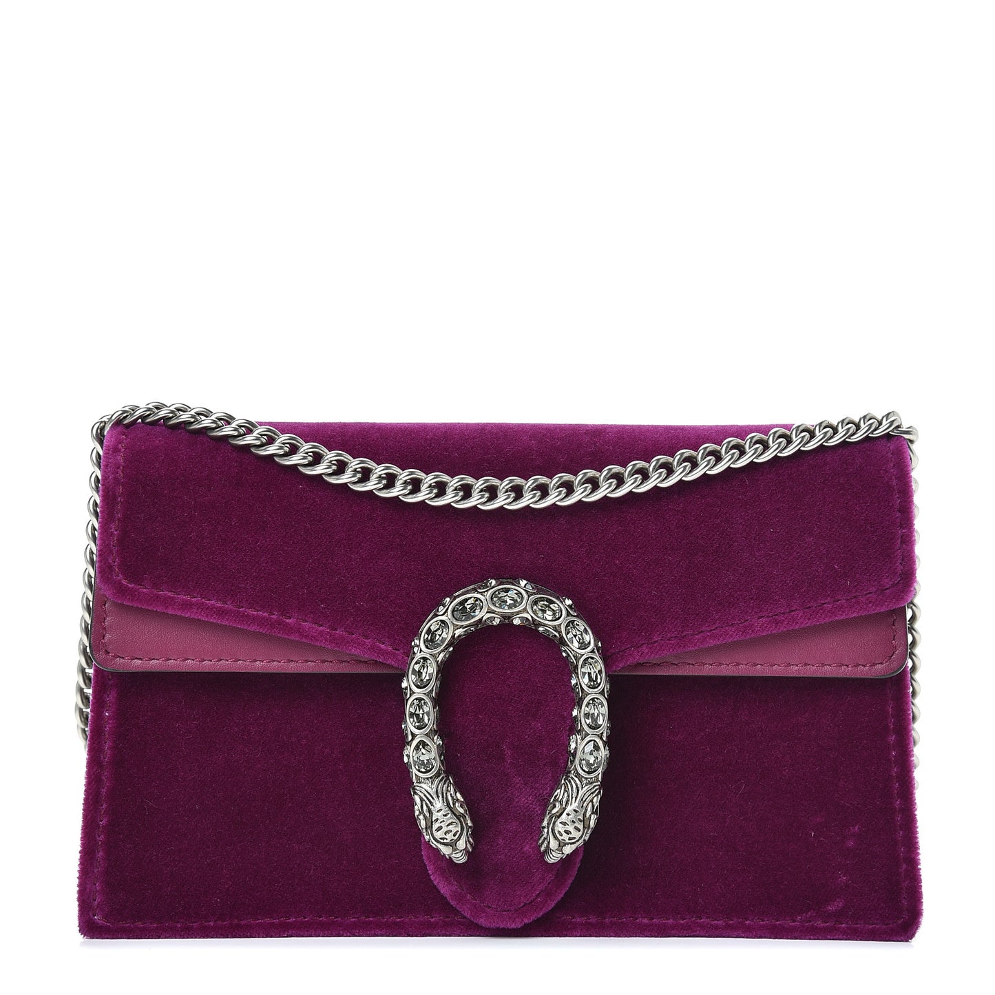 Velvet Super Mini Dionysus Shoulder Bag Fuchsia Violet Cyclamen