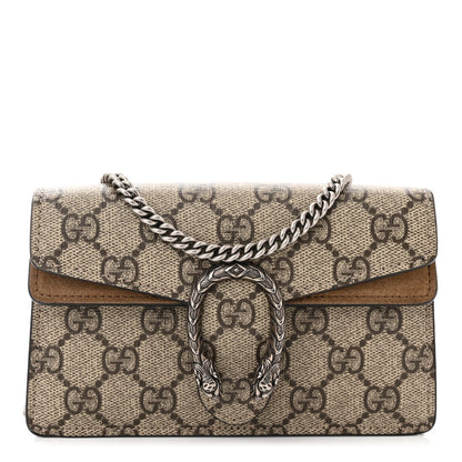 Gucci GG Supreme Monogram Super Mini Dionysus Shoulder Bag Taupe 1 of 12