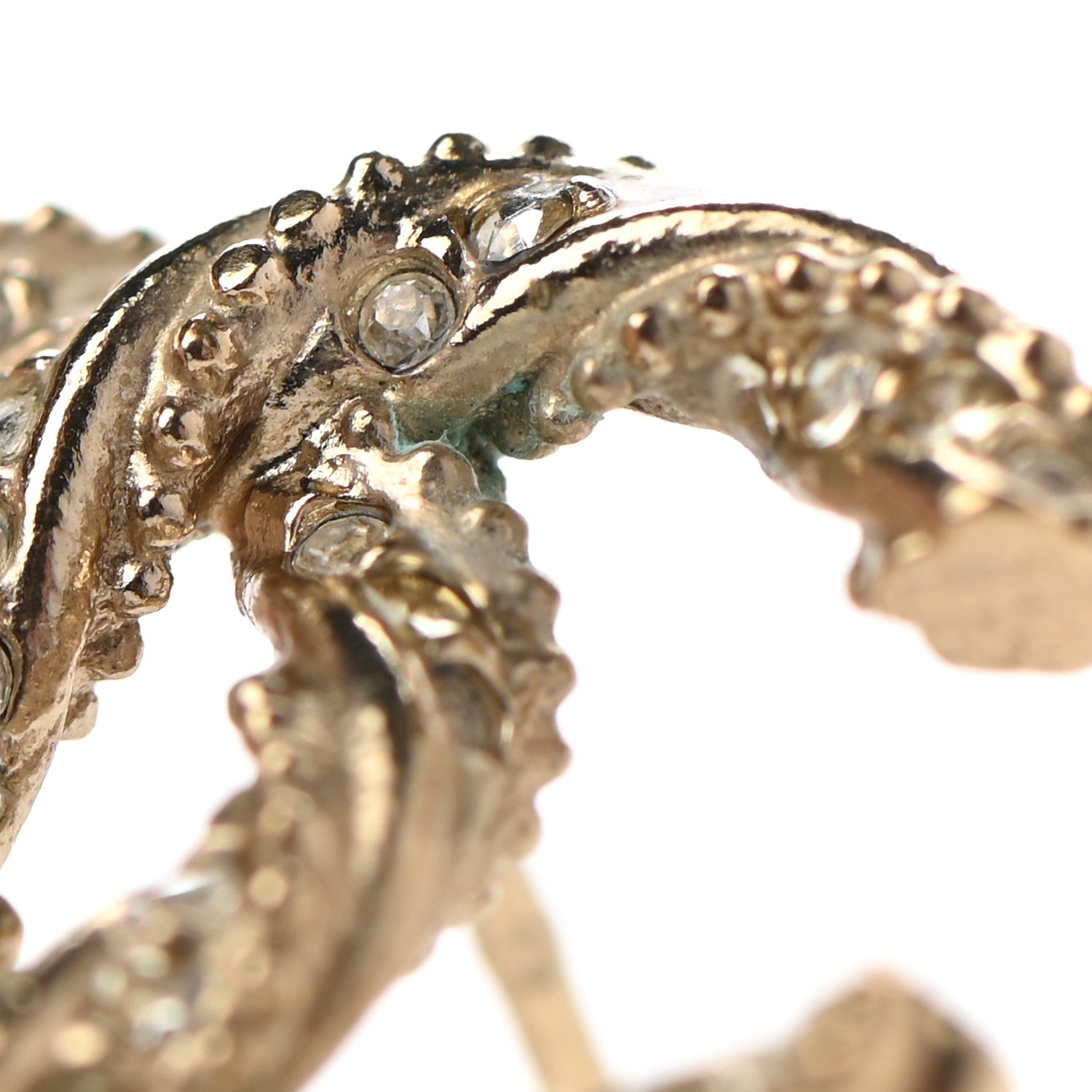 Chanel Crystal Twisted CC Earrings Gold 5 of 6