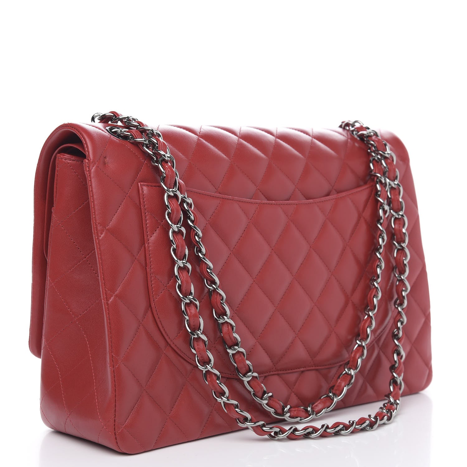 Chanel Lambskin Quilted Maxi Double Flap Red 3 of 10