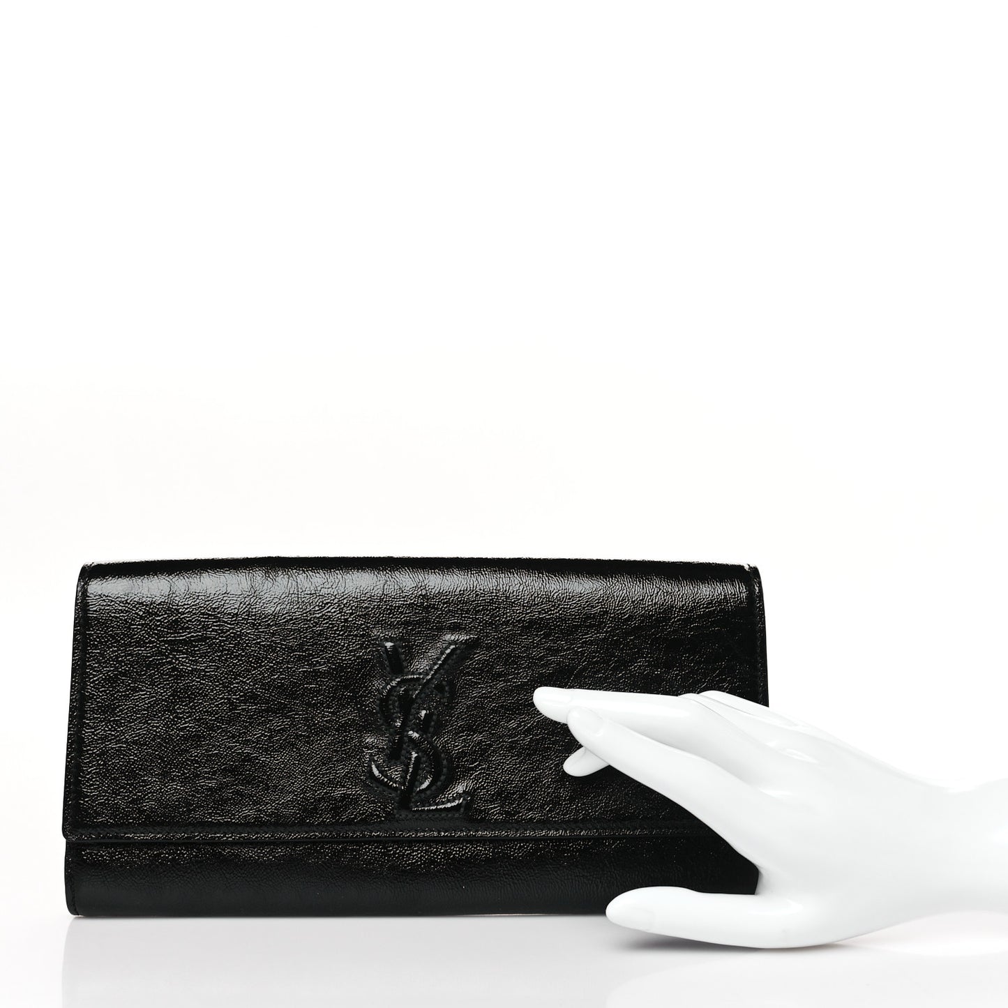 Textured Patent Monogram Small Belle De Jour Clutch Black