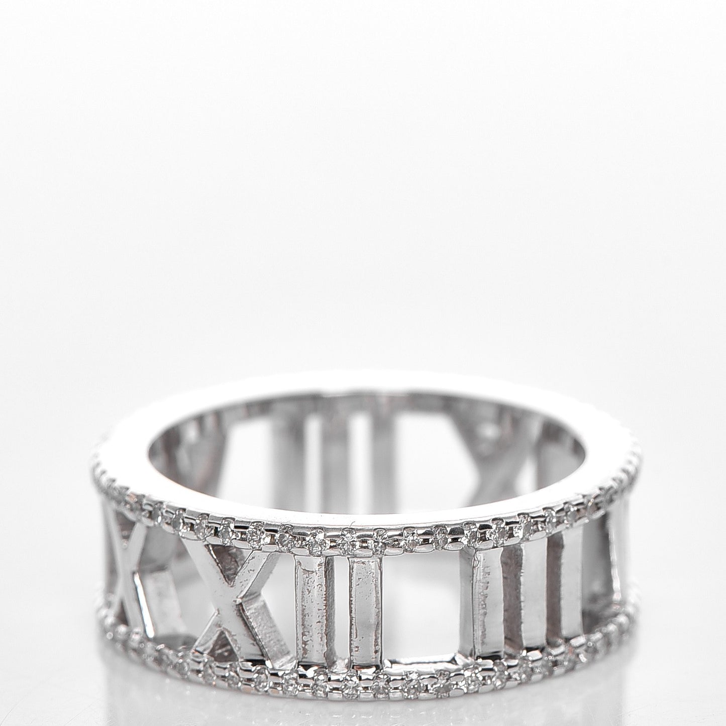 18K White Gold Diamond Atlas Open Pave Ring 6