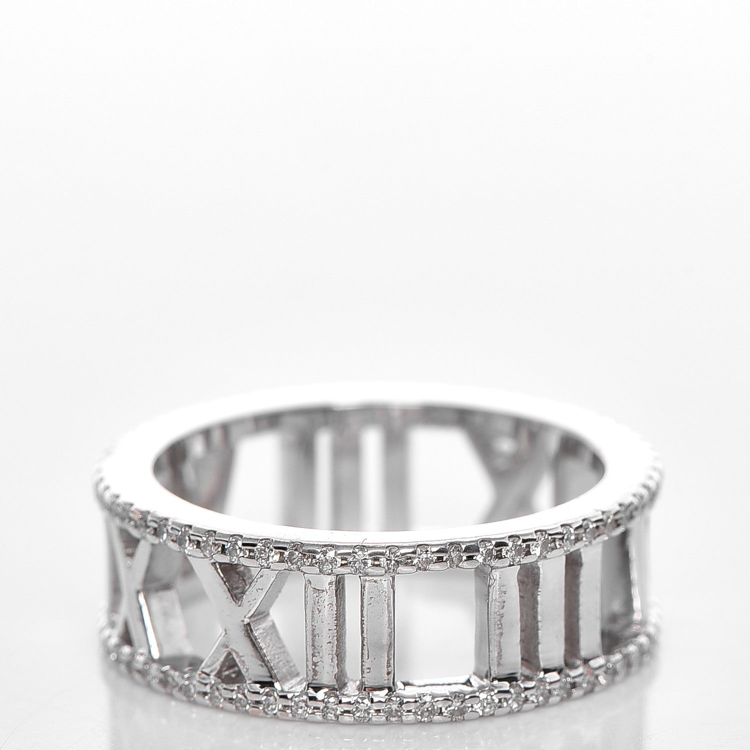 Tiffany 18K White Gold Diamond Atlas Open Pave Ring 6 3 of 5