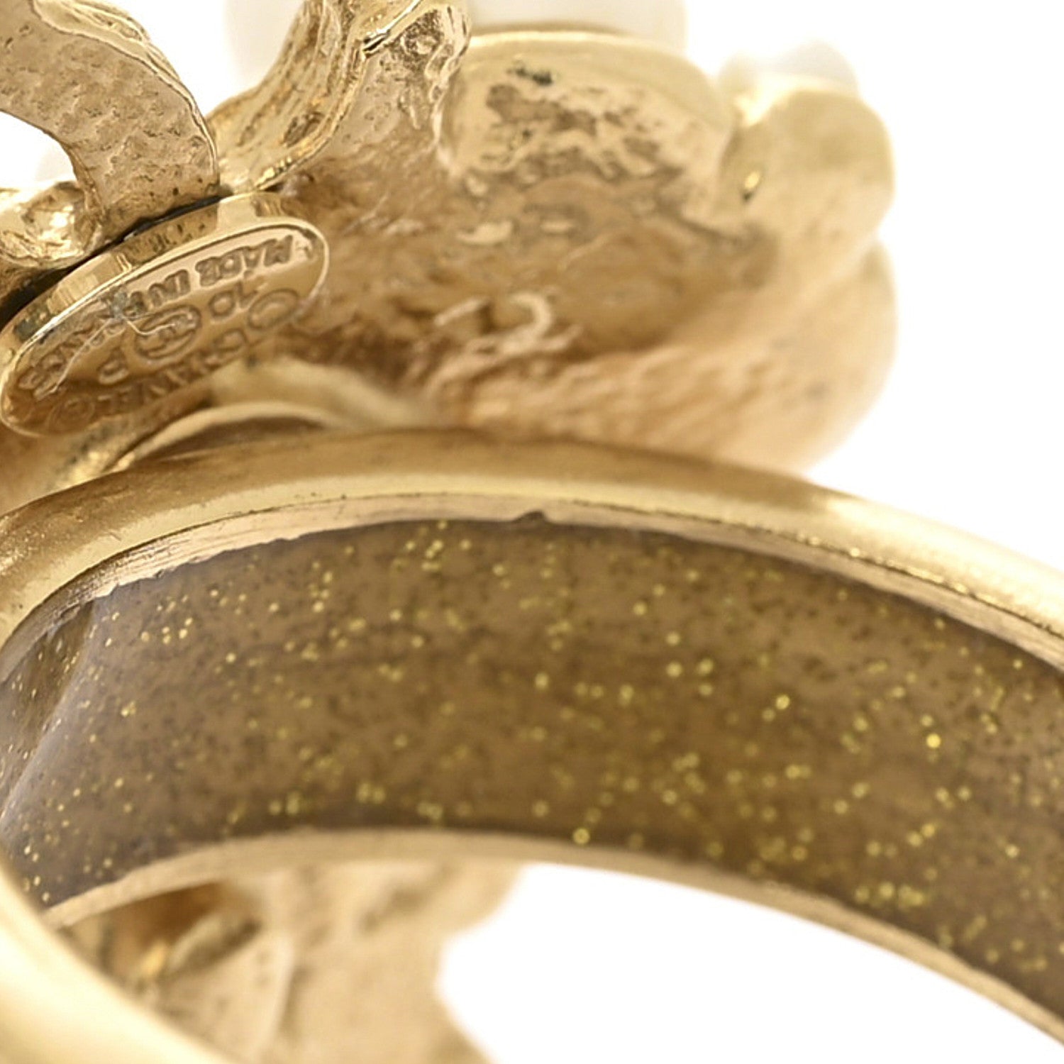 Chanel Metal Pearl CC Ring 53 6.25 Gold 5 of 5