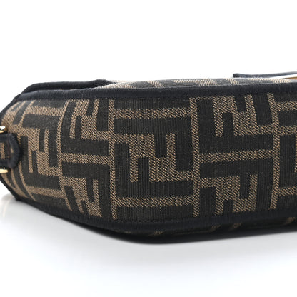 Fendi Fabric Jacquard FF 1974 Medium Baguette Tobacco Moro Black 6 of 7
