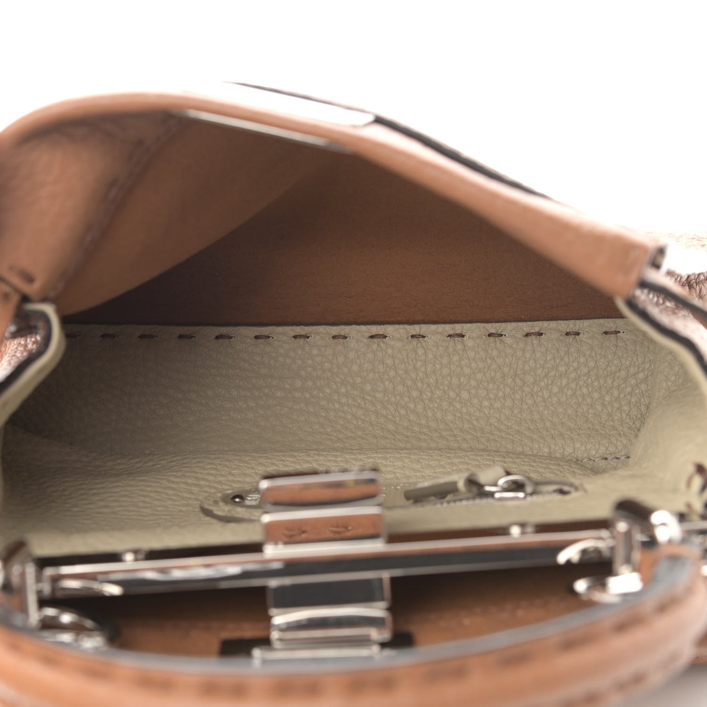 Cuoio Romano Selleria Bi-Color Mini Peekaboo Iconic Satchel Mou Milk