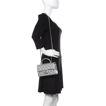Chanel Metallic Caviar Quilted Mini Top Handle Rectangular Flap Silver 2 of 10