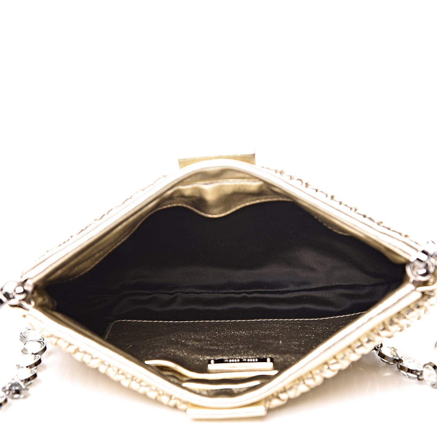 Metallic Nappa Matelasse Crystal Shoulder Bag Pirite