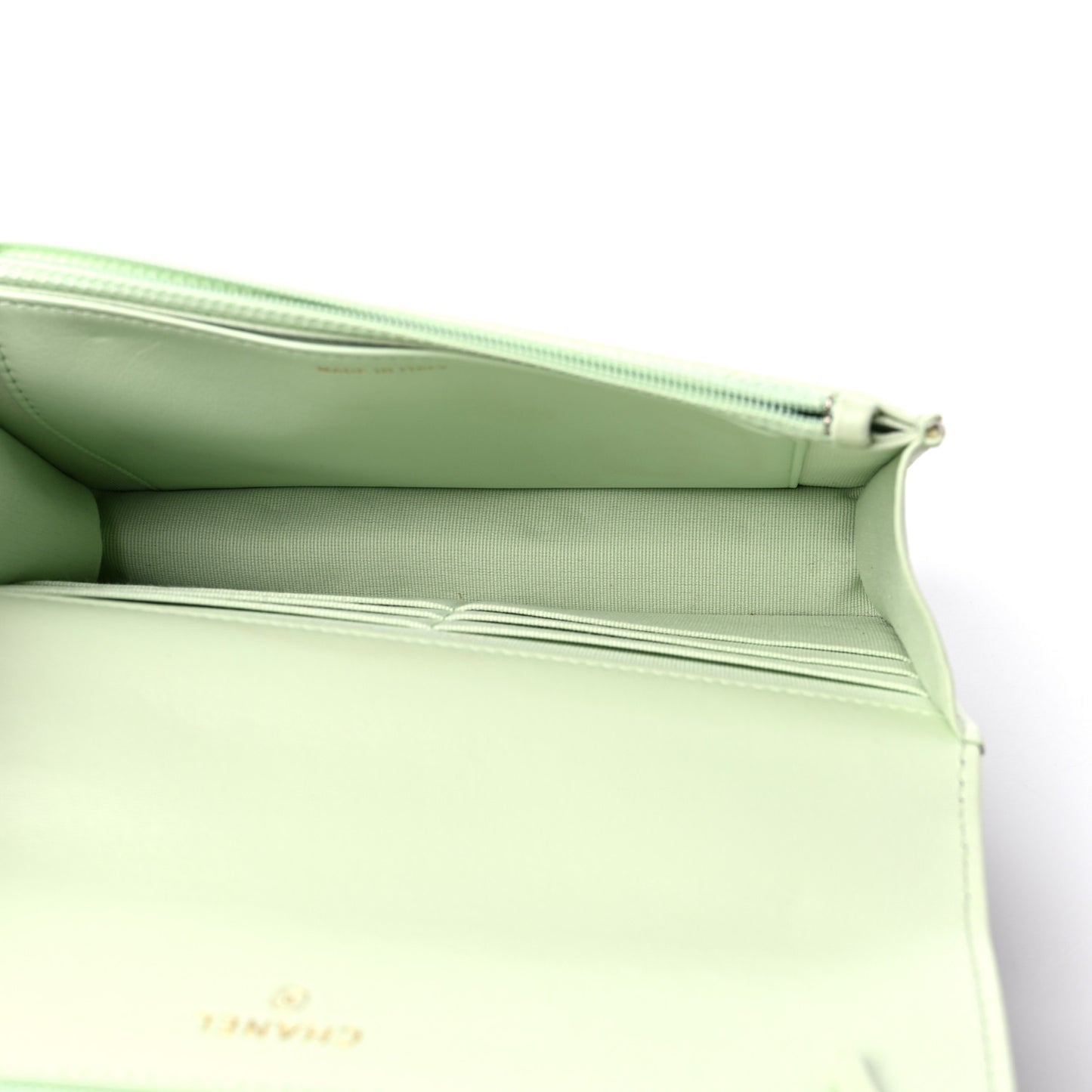 Lambskin Quilted Chanel 19 Wallet On Chain WOC Light Green
