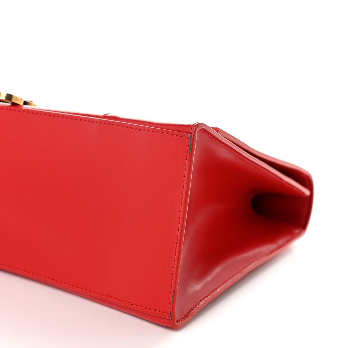 Shiny Box Calfskin Medium Hourglass Top Handle Bag Bright Red