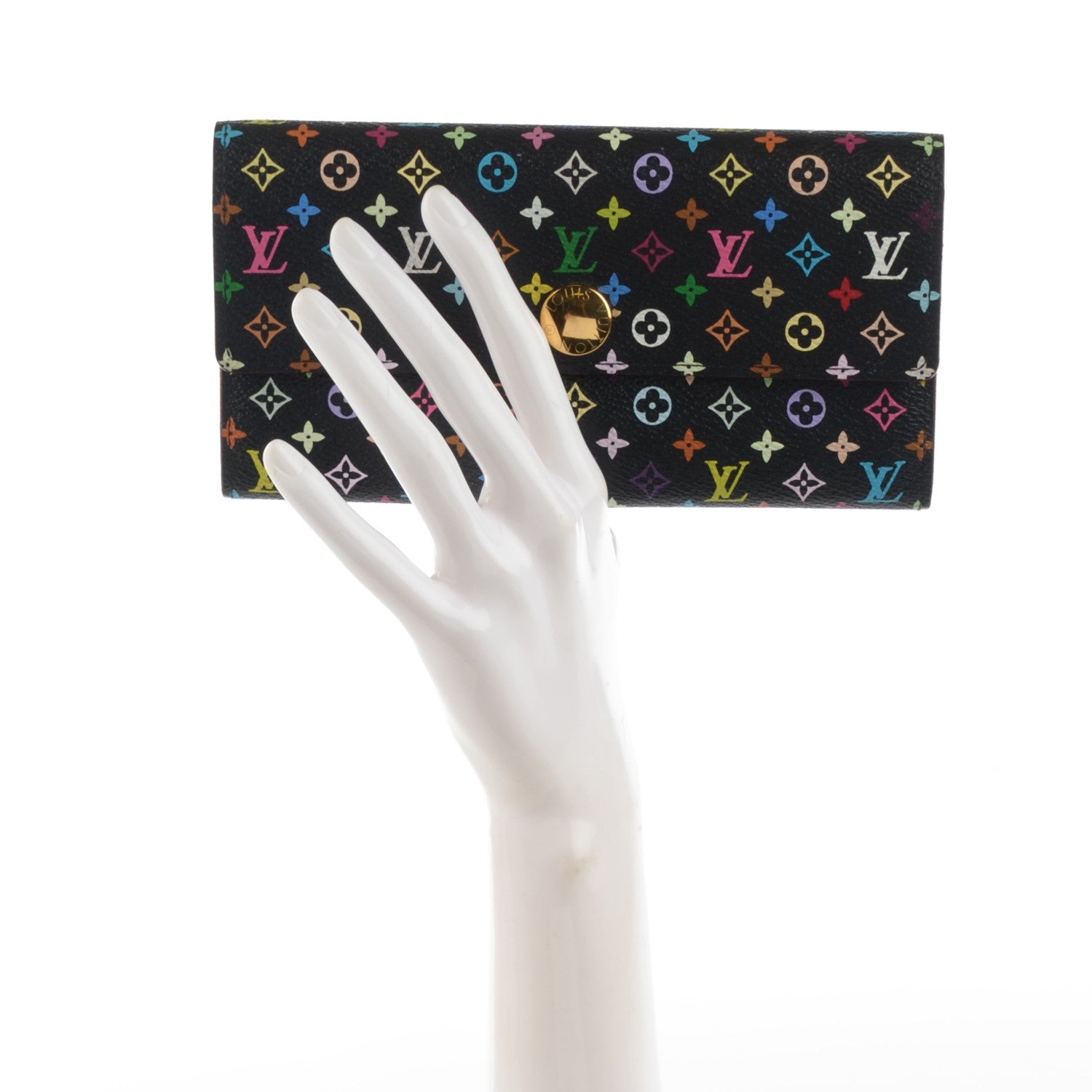 Louis Vuitton Monogram Multicolor Sarah Wallet Black Violet 2 of 7