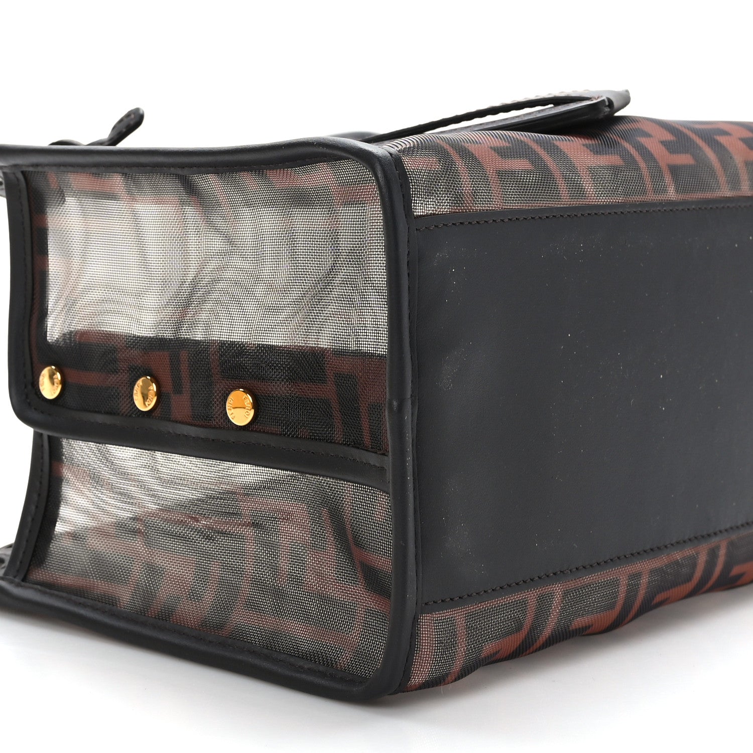 Fendi Mesh Vitello Century FF 1974 Mini Peekaboo Defender Cover Marrone Black Ebano 7 of 9