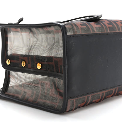 Fendi Mesh Vitello Century FF 1974 Mini Peekaboo Defender Cover Marrone Black Ebano 7 of 9