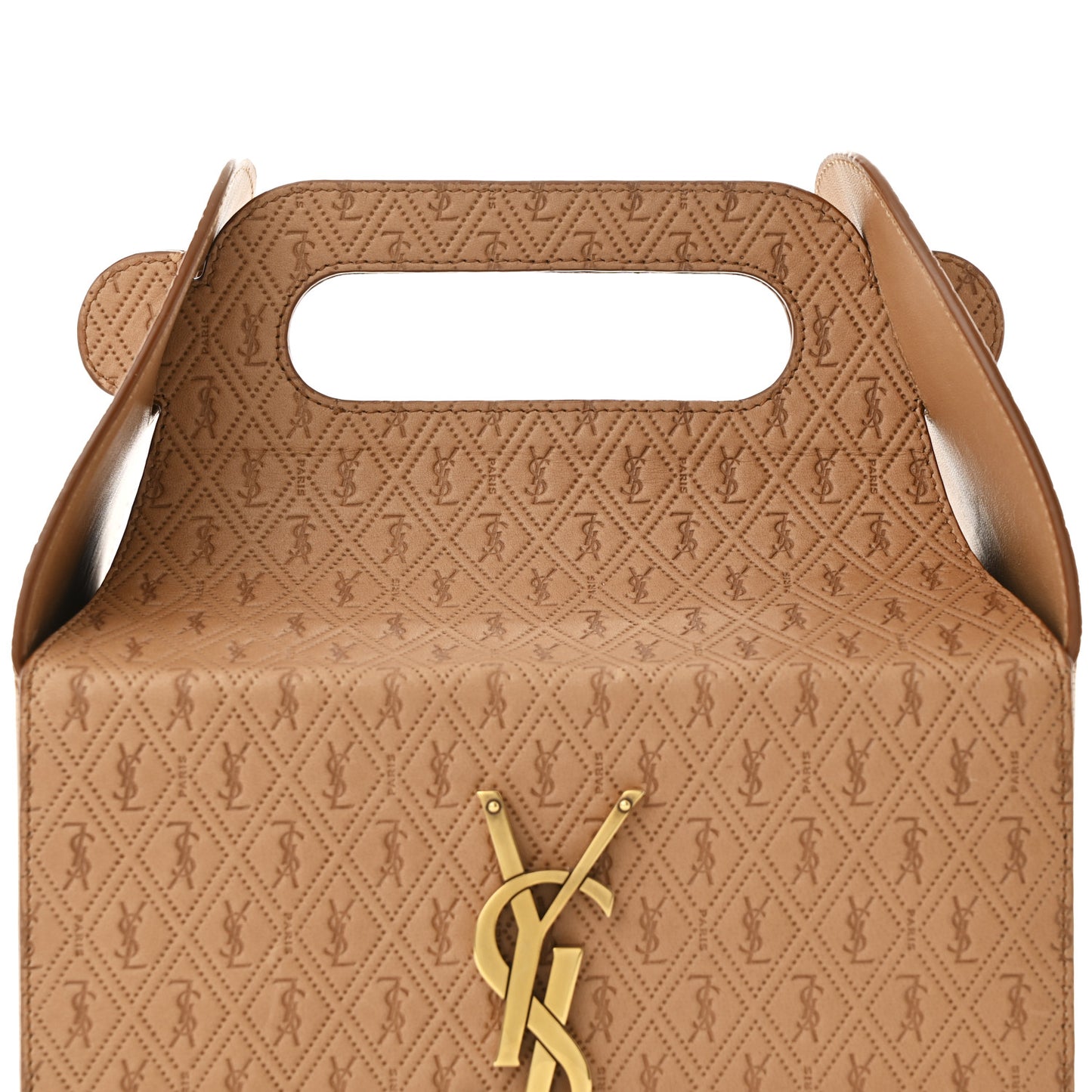 Calfskin Monogram Take Away Box Dusty Vintage Brown Gold