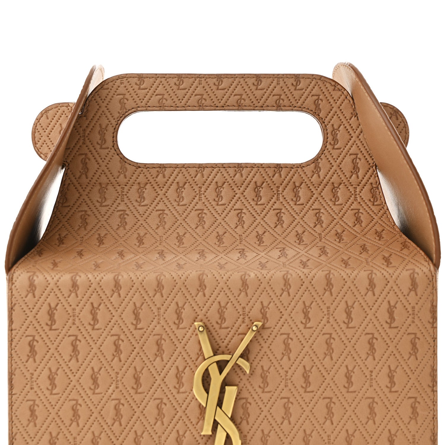 Saint Laurent Calfskin Monogram Take Away Box Dusty Vintage Brown Gold 8 of 11