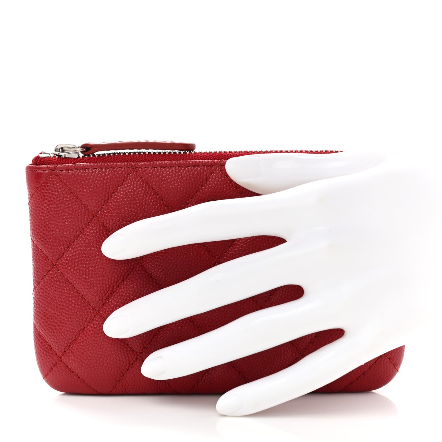 Caviar Quilted Small Cosmetic Case Red