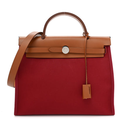 Hermes Vache Hunter Toile Herbag Zip 31 PM Rubis 1 of 16