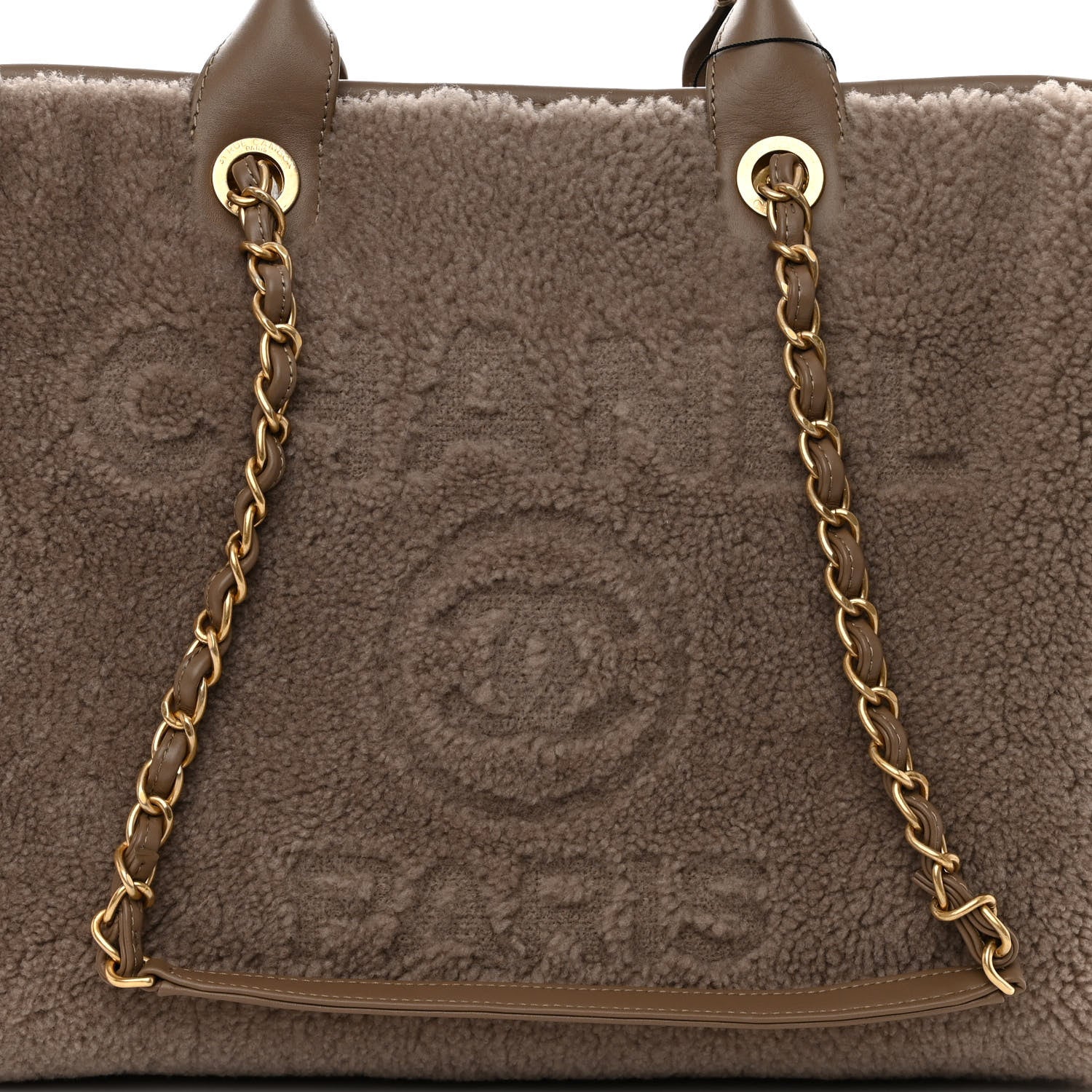 Chanel Shearling Lambskin Medium Deauville Tote Brown 9 of 11