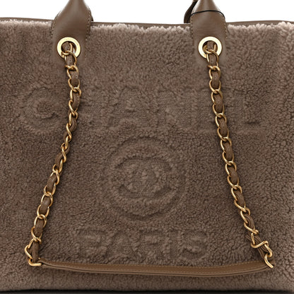 Chanel Shearling Lambskin Medium Deauville Tote Brown 9 of 11