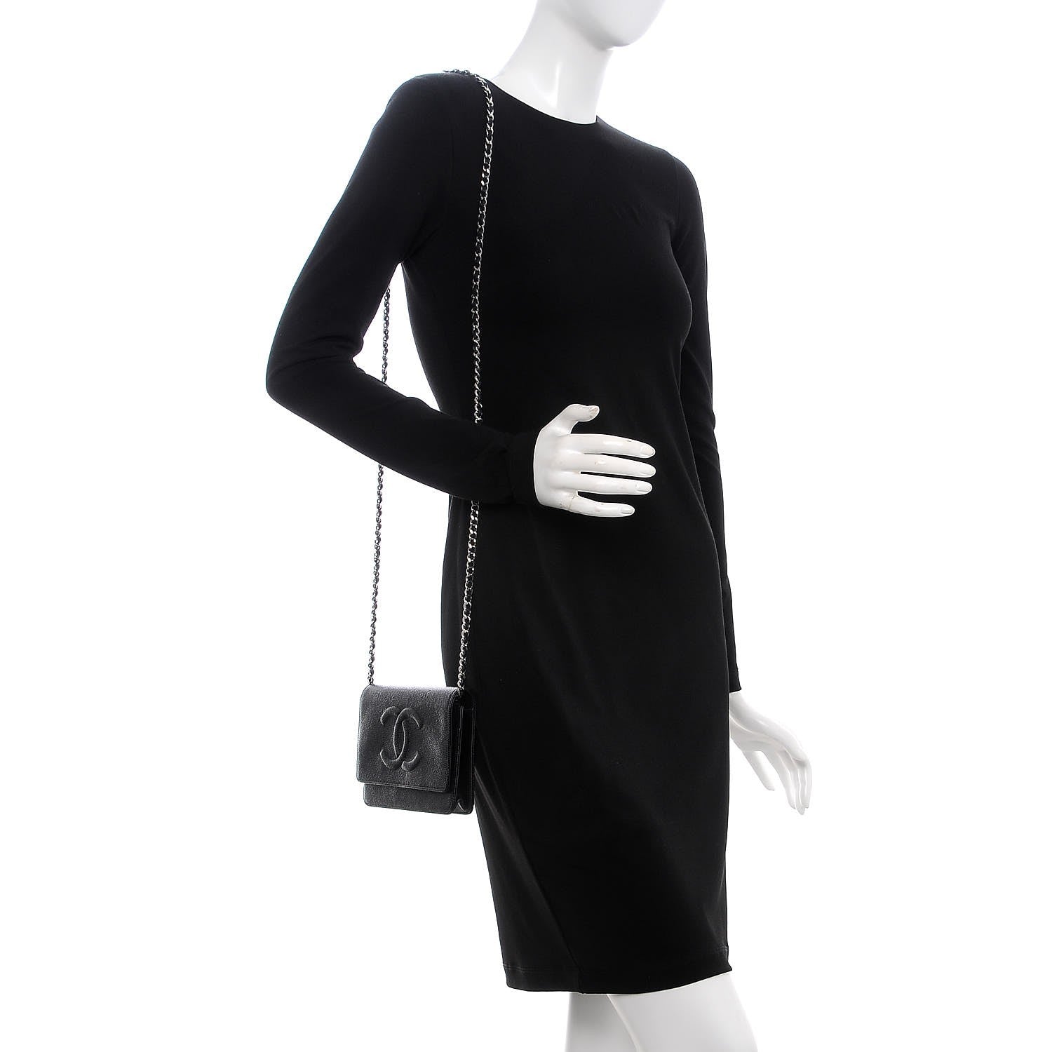 Chanel Caviar Timeless CC Wallet On Chain WOC Black 3 of 9