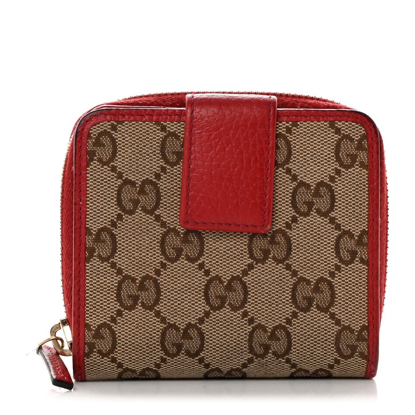 Monogram Dollar Calfskin Zip Around French Flap Wallet Beige Ebony Rosso