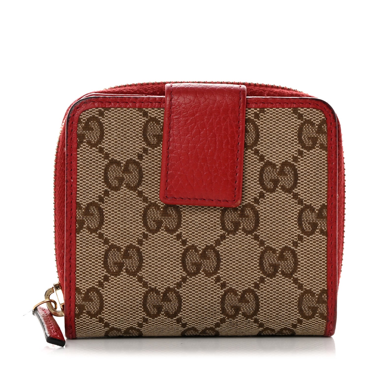Gucci Monogram Dollar Calfskin Zip Around French Flap Wallet Beige Ebony Rosso 1 of 9