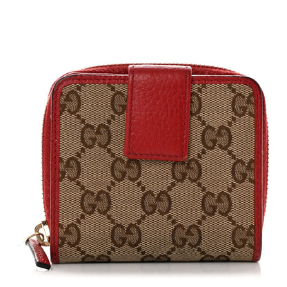 Gucci Monogram Dollar Calfskin Zip Around French Flap Wallet Beige Ebony Rosso 1 of 9
